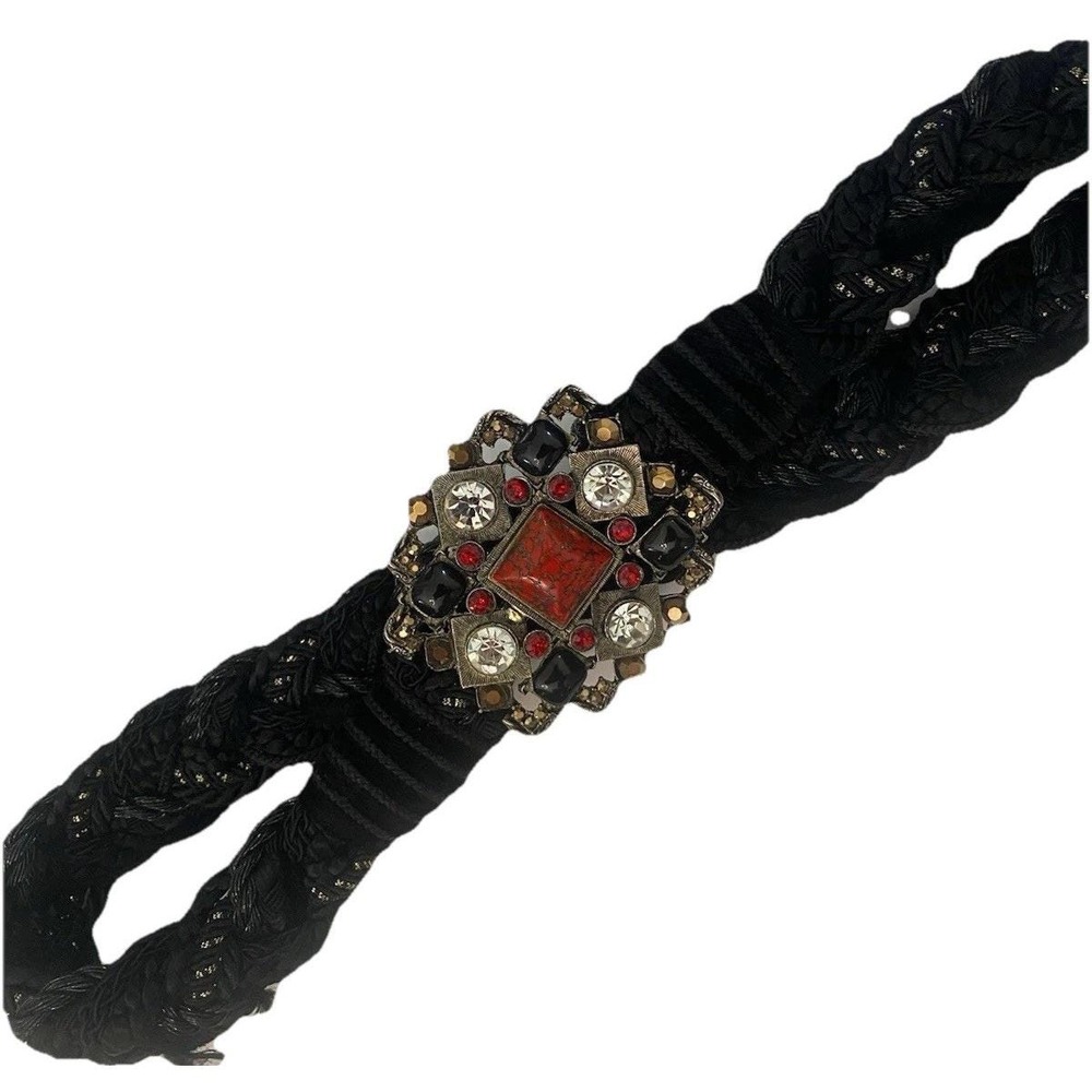 Vintage 80s Belt  Braided Rope Woven Black New Wave  Retro‎ Boho 28 Inches